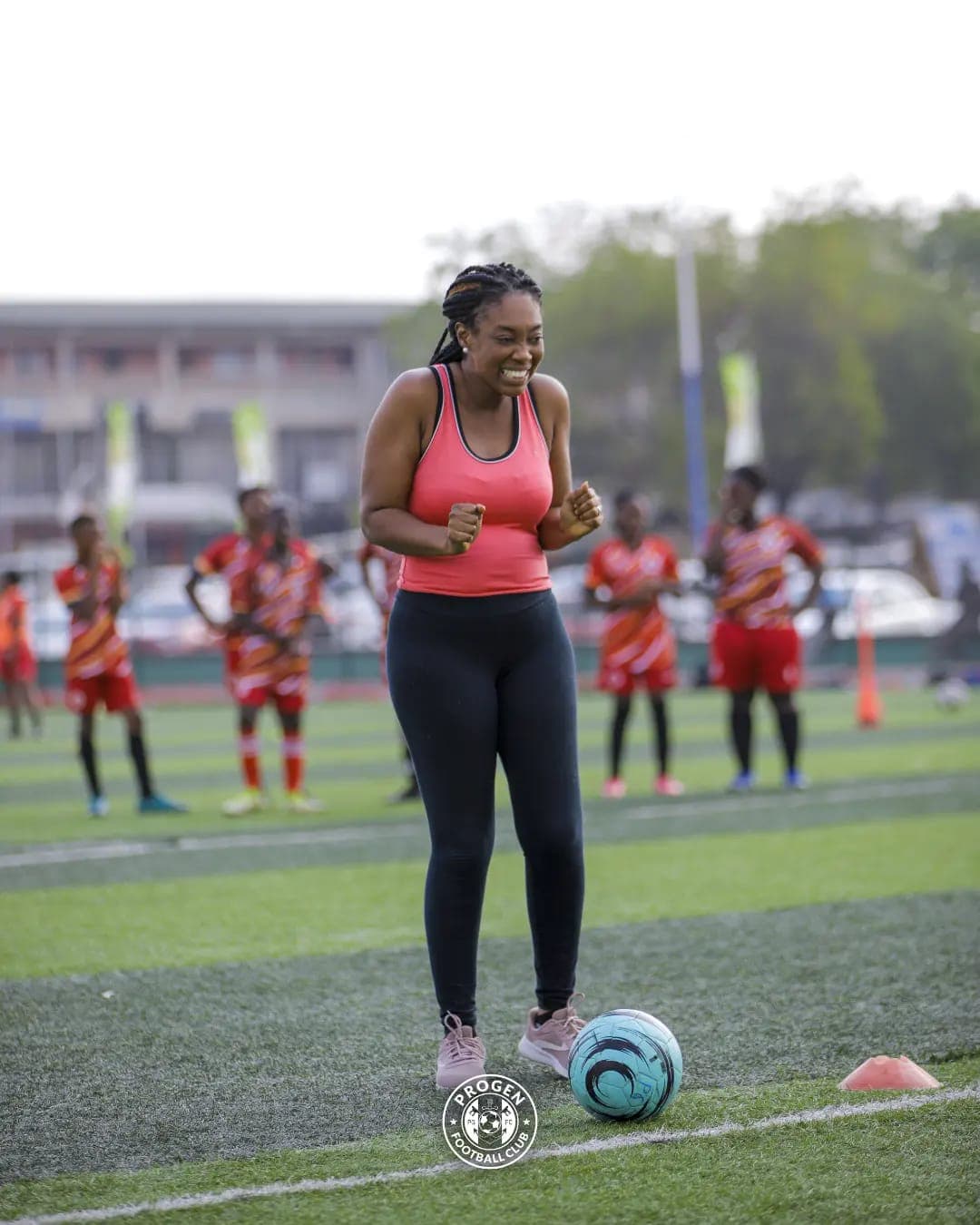 ProGen FC Ladies player smiling during training