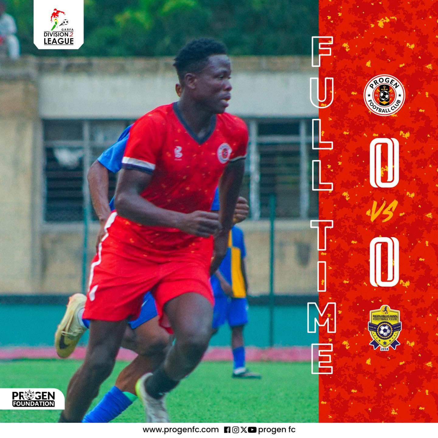Full-time graphic: ProGen FC 0, Republicans 0